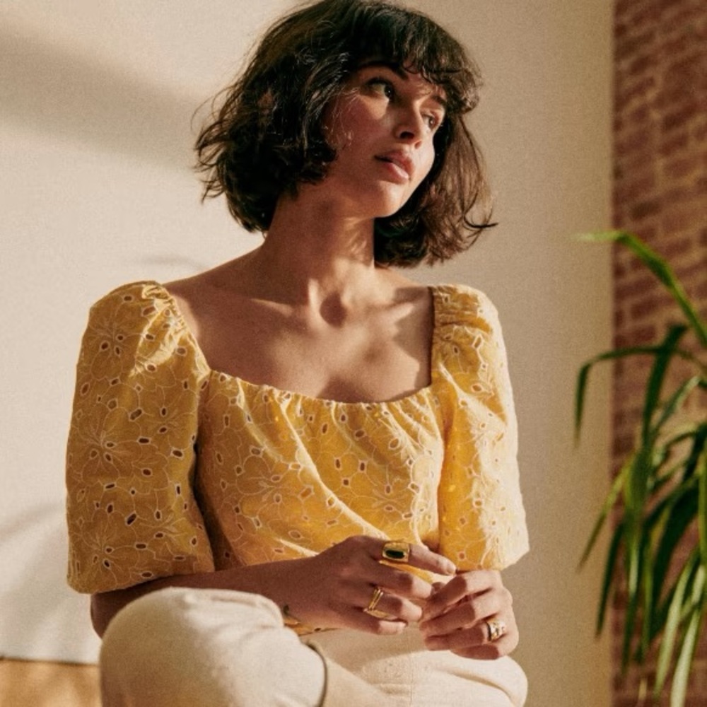 Sezane Lois Blouse Jaune Ecru - Size 34